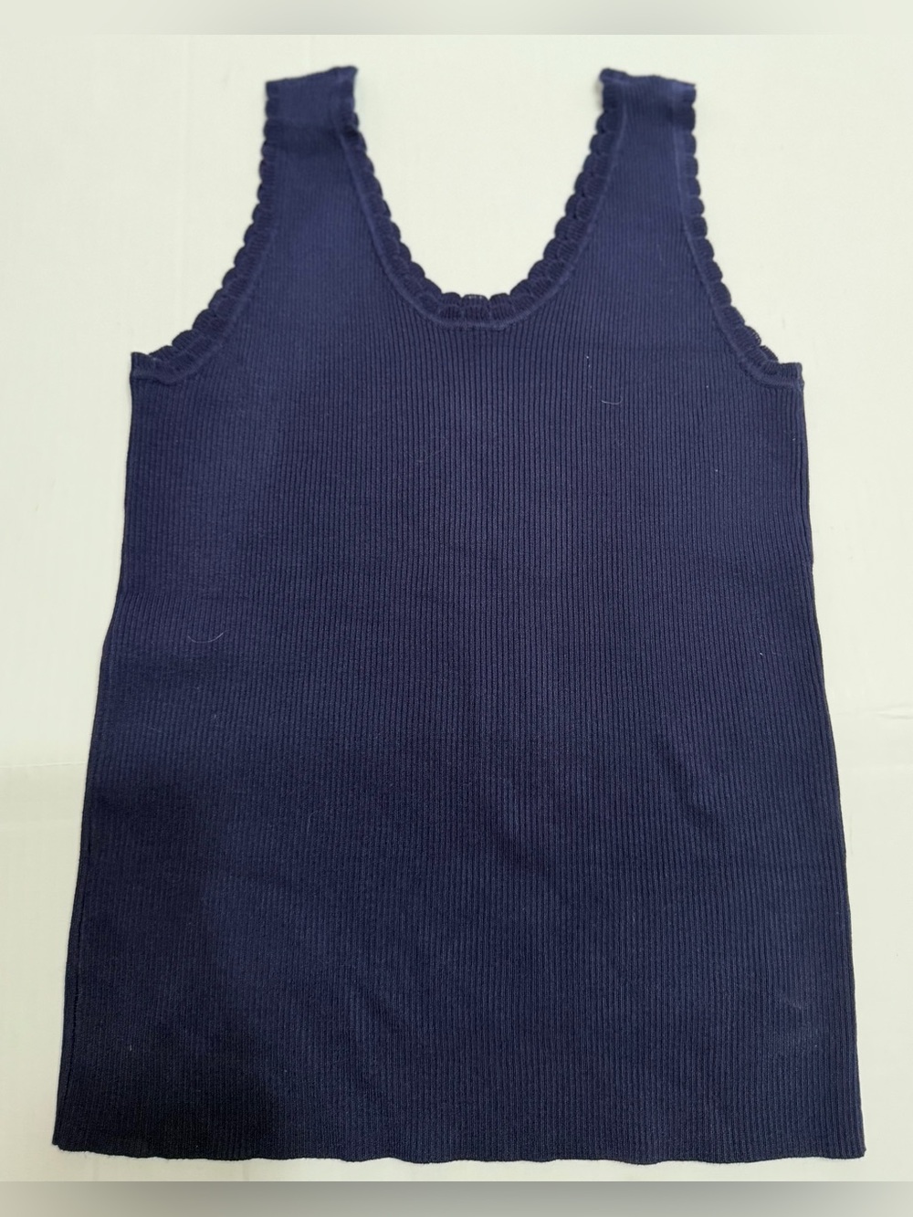 Women’s Navy Ribbed Tank Top - Classic Sleeveless Knit XL